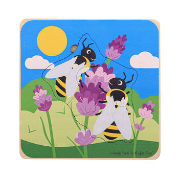 Bigjigs Toys Wood Lifecycle Layer Honeybee Kids Puzzle Toy 15x15cm 18m+