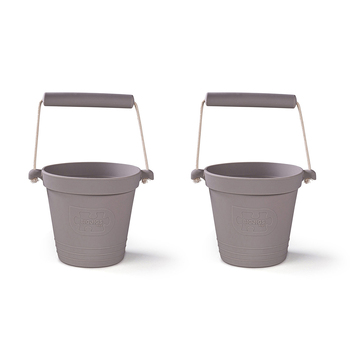 2PK Bigjigs Toys 14cm Activity Bucket Kids Toy Stone Grey 18m+