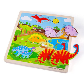 6pc Bigjigs Toys 22cm Dinosaur Sound Jigsaw Puzzle Wooden Toy 12m+