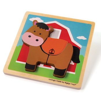 4pc Bigjigs Toys Chunky Lift Out Puzzle Horse Kids Wooden Toy 10m+