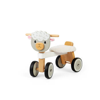 Bigjigs Toys Wooden Four Wheeled Ride On Sheep Play Toy 45.4x36.6cm 18m+