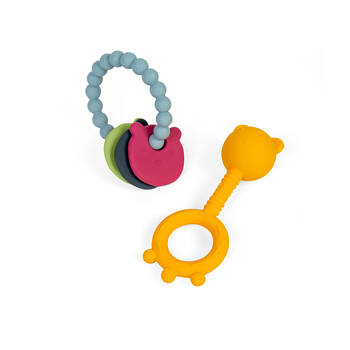 2pc Bigjigs Toys Silicone Bear Teether Set Sensory Kids Toys 18x9cm 0m+