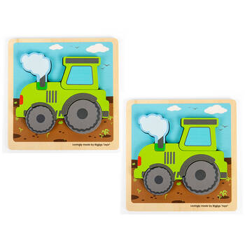 2PK Bigjigs Toys Wood Chunky Lift Out Tractor Kids Puzzles Toys 30x22.5cm 10m+