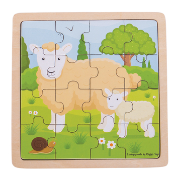 16pc Bigjigs Toys 18cm Sheep & Lamb Puzzle Wooden Toy 2y+