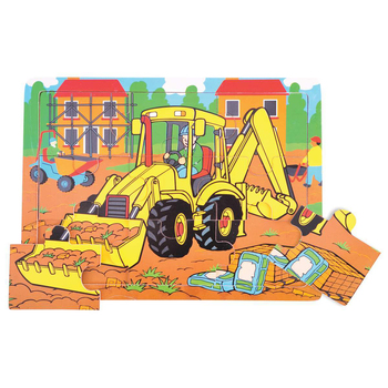 9pc Bigjigs Toys 30cm Medium Tray Puzzle Digger Kids Wooden Toy 2y+