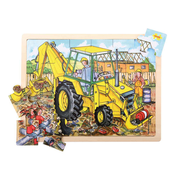 24pc Bigjigs Toys 43cm Large Tray Puzzle Digger Kids Wooden Toy 3y+
