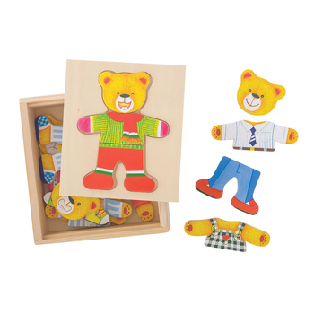18pc Bigjigs Toys 14cm Dress Up Mr Bear Kids Wooden Toy 3y+