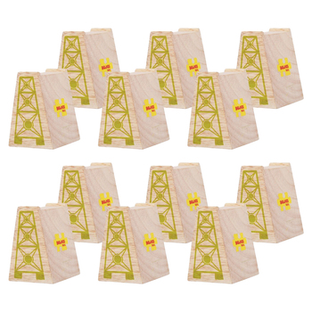 2x 6pc Bigjigs Rail 6.5cm High Level Blocks Wooden Toy Set Railway Accessory 3y+