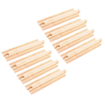 2x 4pc Bigjigs 14cm Railway Medium Straights Tracks Kids Wooden Toy 3y+