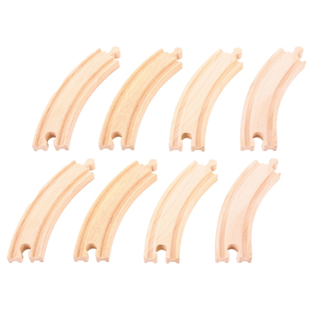 2x 4pc Bigjigs 16cm Railway Long Curves Track Kids Wooden Toy 3+
