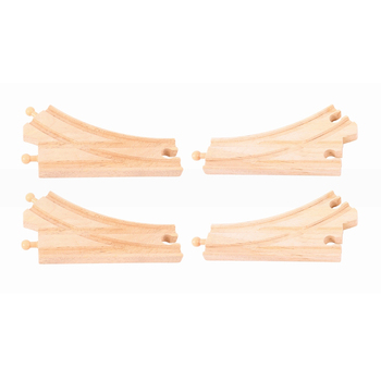 2x 2pc Bigjigs 16cm Railway Curved Points Tracks Kids Wooden Toy 3y+
