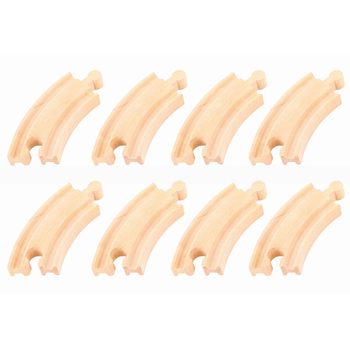 2x 4pc Bigjigs 9.5cm Rail Short Curves Tracks Kids Wooden Toy 3+
