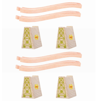 2x 4pc Bigjigs 23cm Rail Ascender/Descender Track Set Kids Wooden Toy 3y+