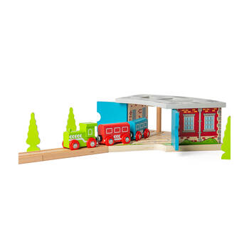 Bigjigs Rail Wood Triple Engine Shed Kids Rail Accessories Toys 26x22.5cm 3y+