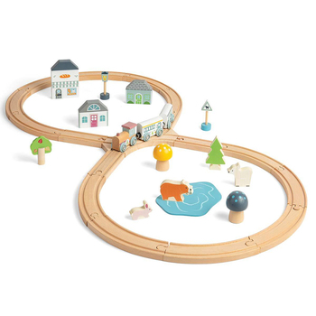 Bigjigs Rail Woodland Animal Train Set Kids Wooden Toy Set 3y+