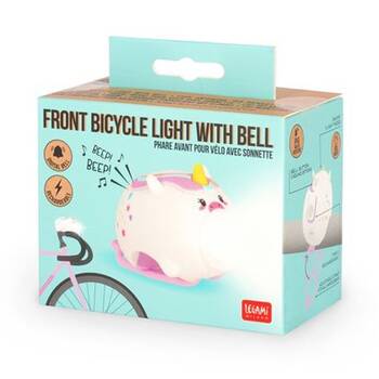 Legami Rechargeable Front Bike Light & Bell w/3 Modes 5 Sounds Cycling Unicorn 