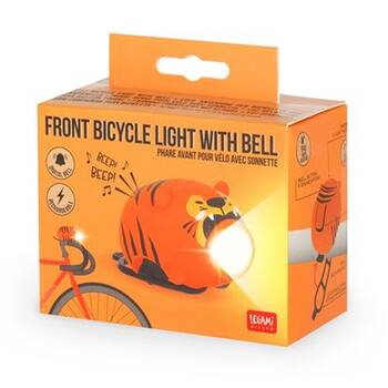 Legami Rechargeable Front Bike Light & Bell w/3 Modes 5 Sounds Cycling Tiger