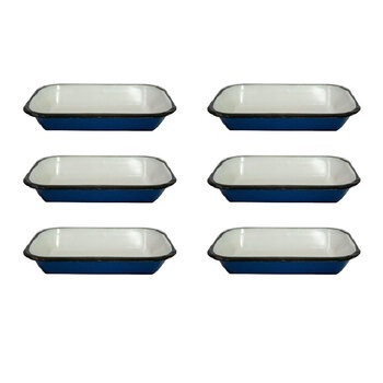 6x Urban Style Enamelware 14cm Pickle Tray w/ Black Rim - Blue