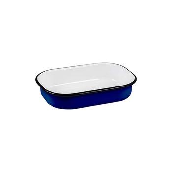 Urban Style Enamelware Multipurpose 21cm Rectangle Tray w/ Black Rim Blue