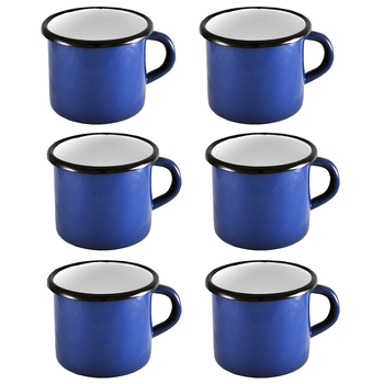 6pc Urban Style Enamelware 400ml Coffee Mug w/ Black Rim - Blue