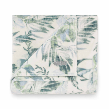 Tommy Bahama Wallpaper Leaves Queen/King Size Blanket Castaway Green