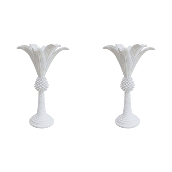 2PK LVD Queen Palm Candle Holder White Medium Decorative Ornament Home Decor