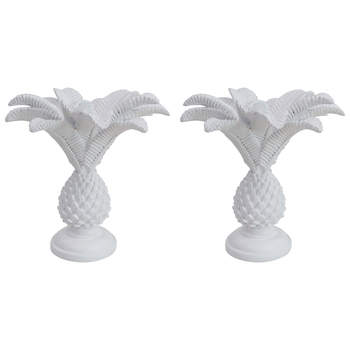 2PK LVD Coco Palm Decorative Candle Holder Home Decor 13.5x14cm White