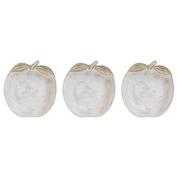 3PK LVD Resin Apple Trinket Tray Home Decor 13.5x12.5cm - White