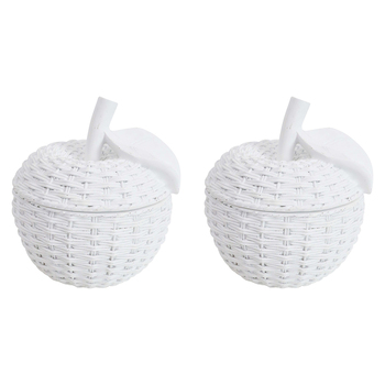 2PK LVD Apple Trinket Storage Box Weave Decorative Home Ornament Statue 10.5x12cm