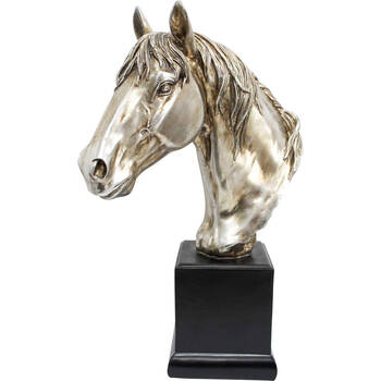 LVD Resin Horse Head Decorative Sculpture Statue 18x34.5cm Silver