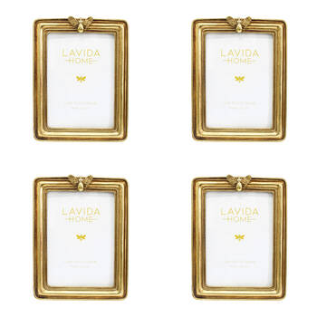 4PK LVD Resin Vintage-Lux Bee Photo/Picture Frame 5x7 17x2x22cm Aged Gold