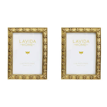 2PK LVD Resin Luxe Bee Border Photo/Picture Frame 5x7 16x1.5x21cm Gold