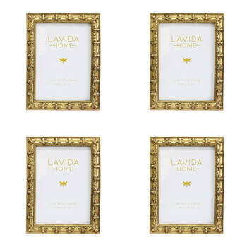 4PK LVD Resin Luxe Bee Border Photo/Picture Frame 5x7 16x1.5x21cm Gold