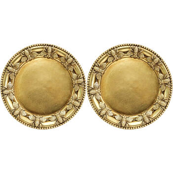 2PK LVD Resin Bumble Bee Border Round Trinket Dish Display Tray 14cm Gold