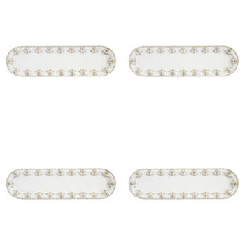 4PK LVD Resin Bumble Bee Border Trinket Tray Display Dish 24.5x7cm White/Gold