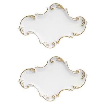 2PK LVD Resin Vintage Moroccan Trinket Tray Display Dish 23.5x15.5cm White