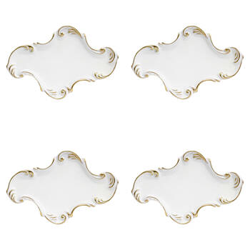4PK LVD Resin Vintage Moroccan Trinket Tray Display Dish 23.5x15.5cm White