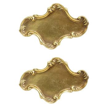 2PK LVD Resin Vintage Moroccan Trinket Tray Display Dish 23.5x15.5cm Gold