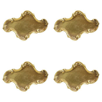 4PK LVD Resin Vintage Moroccan Trinket Tray Display Dish 23.5x15.5cm Gold