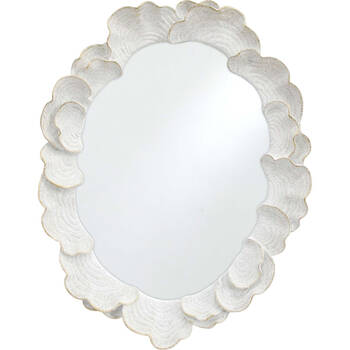 LVD Textured Resin Oval Mirrored Trinket Display Tray 37x28cm White Coral
