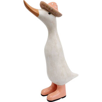 LVD Resin Rusty Puddle Duck w/ Hat and Boots Decor 17.3x29.5cm Orange/White
