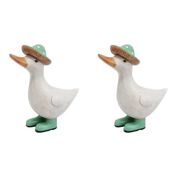 2PK LVD Resin Louie Duck with Boots Garden Decoration 7x16cm Pastel Green