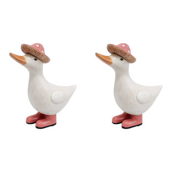 2PK LVD Resin Louie Duck with Boots Garden Home Decoration 7x16cm Russet