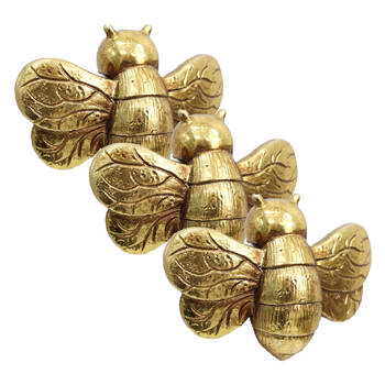 3PK LVD Textured Resin Planter Pot Sitter Accessory Bumblebee 3x10cm Gold