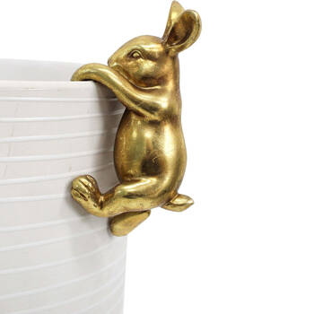 LVD Textured Resin Planter Pot Sitter Accessory Rabbit 4x10cm Gold