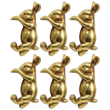 6PK LVD Textured Resin Planter Pot Sitter Accessory Rabbit 4x10cm Gold