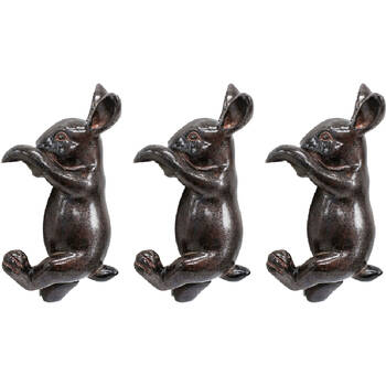 3PK LVD Textured Resin Planter Pot Sitter Accessory Rabbit 4x10cm Black