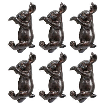 6PK LVD Textured Resin Planter Pot Sitter Accessory Rabbit 4x10cm Black