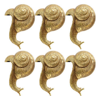 6PK LVD Textured Resin Planter Pot Sitter Accessory Snail 3.5x10cm Gold