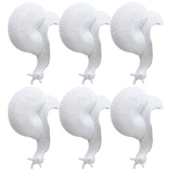 6PK LVD Textured Resin Planter Pot Sitter Accessory Snail 3.5x10cm White